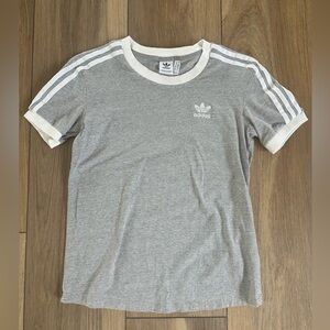 Adidas Heather Gray Tee with White Accents